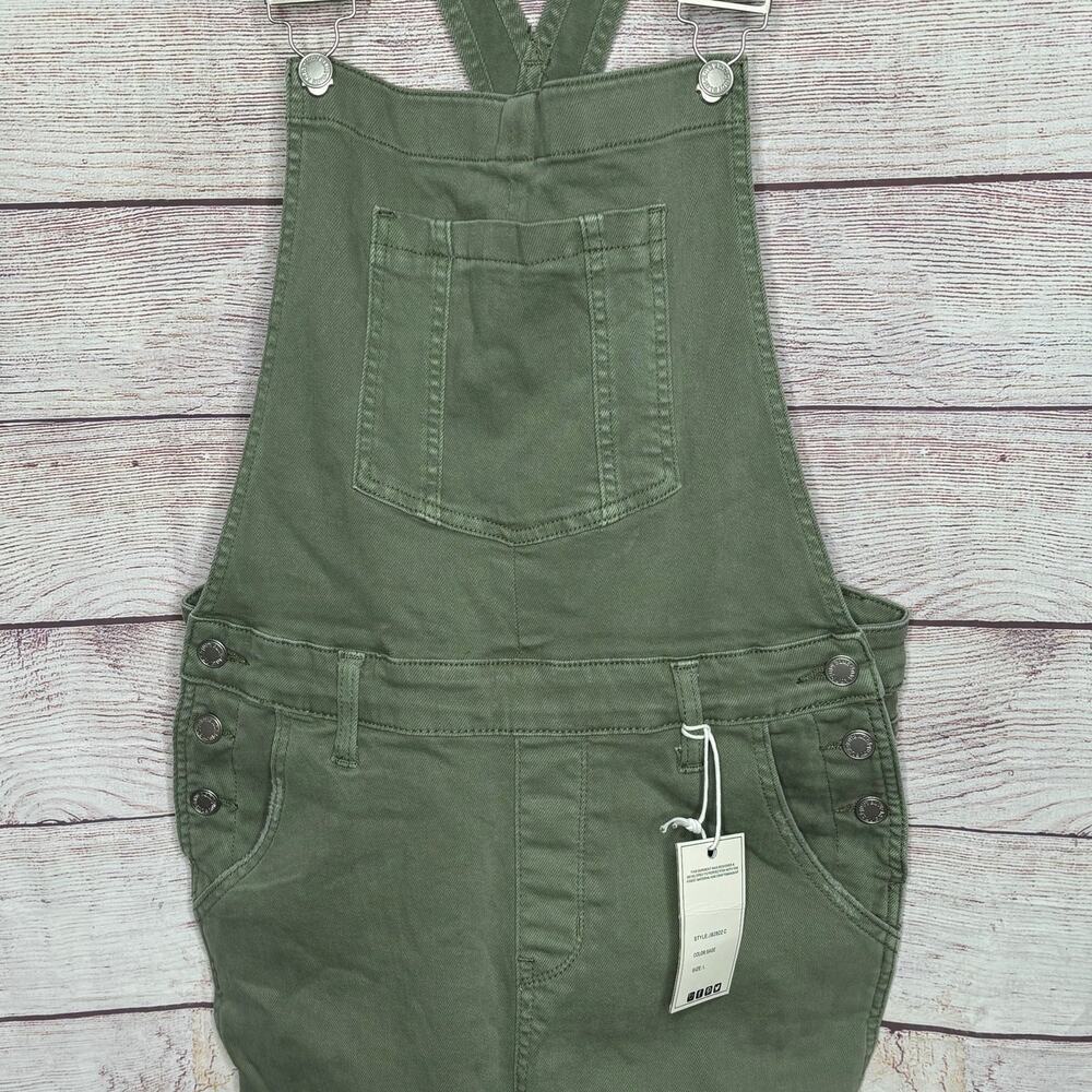 Judy Blue Denim Sage Green Overall Skirt Dress Size Large New - Picture 7 of 12